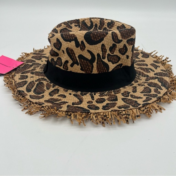Betsey Johnson Brown and Black Leopard Print Wide Rim‎ Fedora Hat - Picture 6 of 9